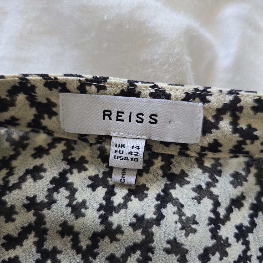 Reiss Lea Desert-trail Button Up Shirt Blouse Size US 10 Pleated Front Work - Picture 7 of 10